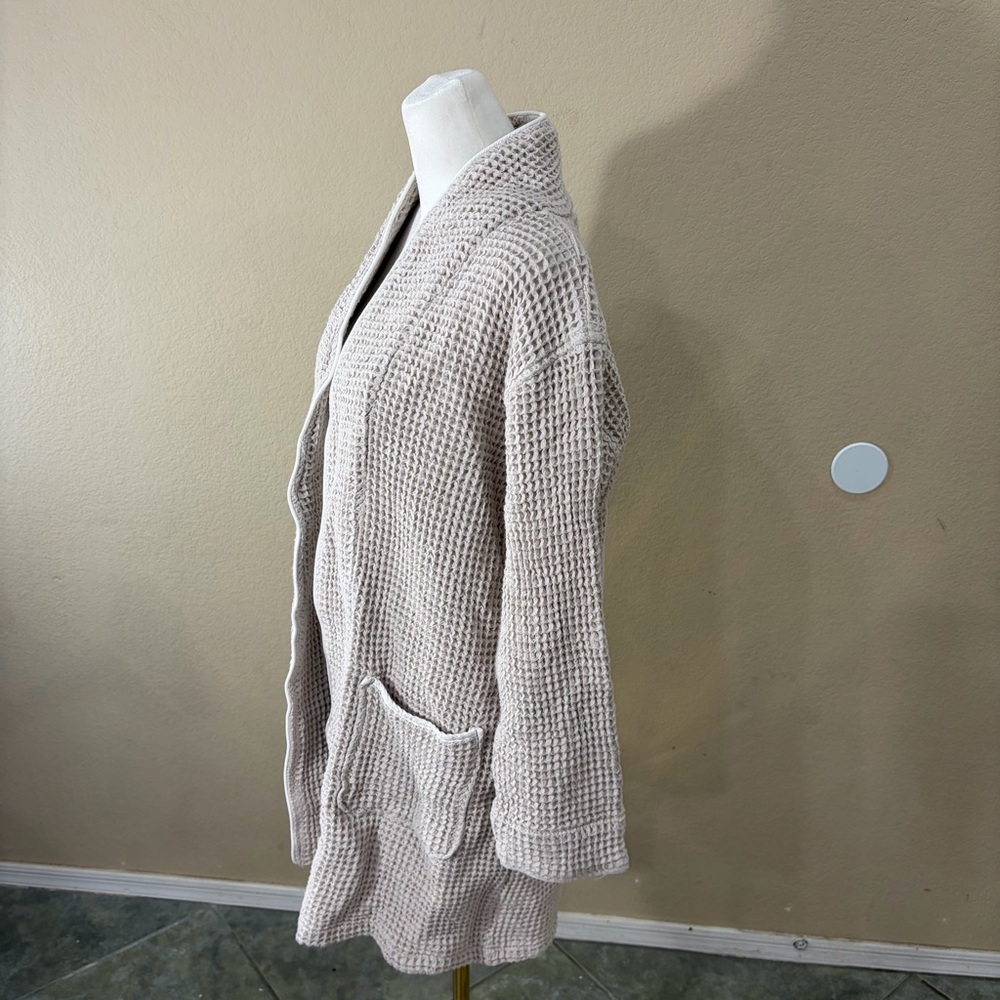 BOLL & BRANCH ORGANIC COTTON WAFFLE BATH ROBE Tan  Women’s Sz M Cozy Comfy Read! - Picture 3 of 8